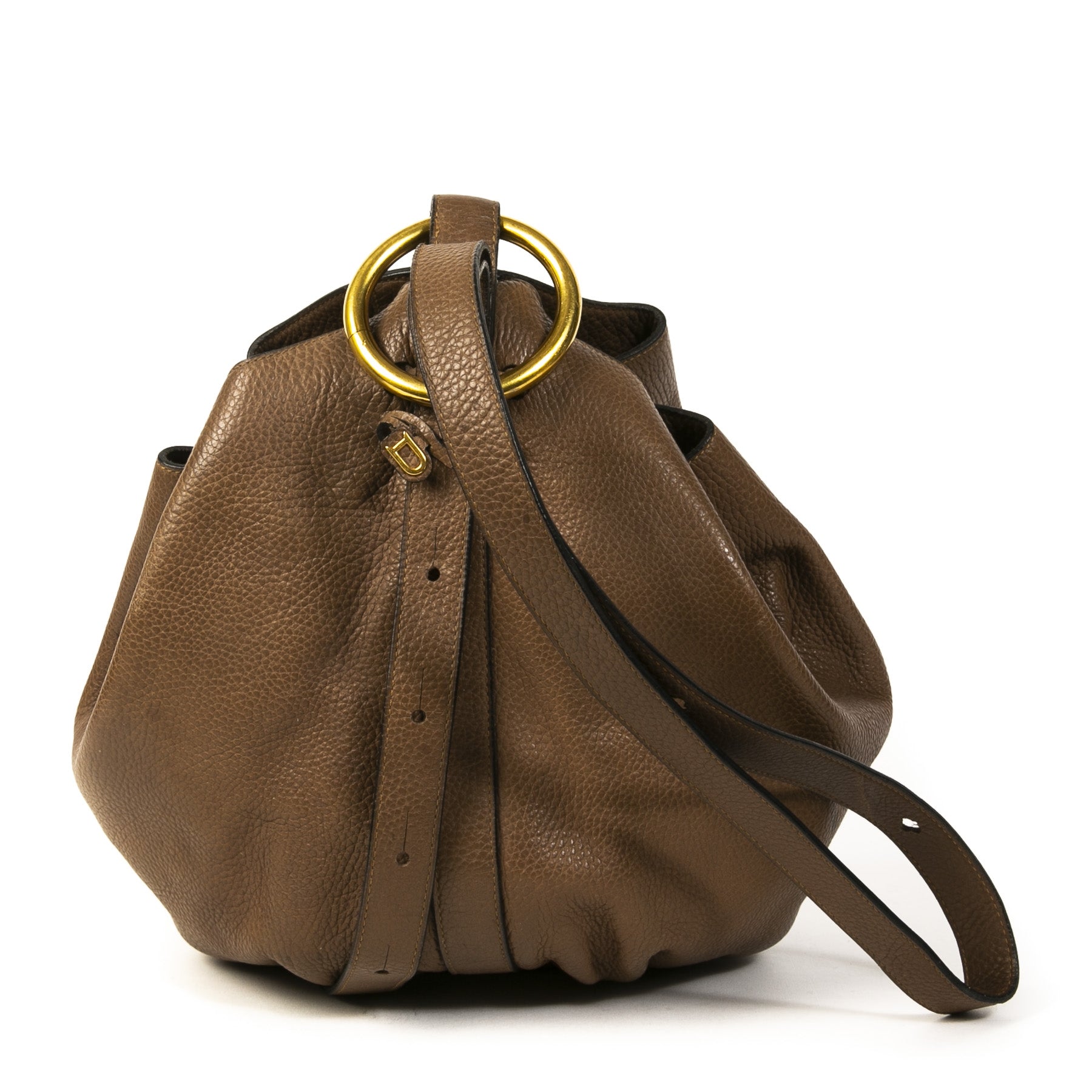 Delvaux Brown Leather Rose des Vents Bucket Bag