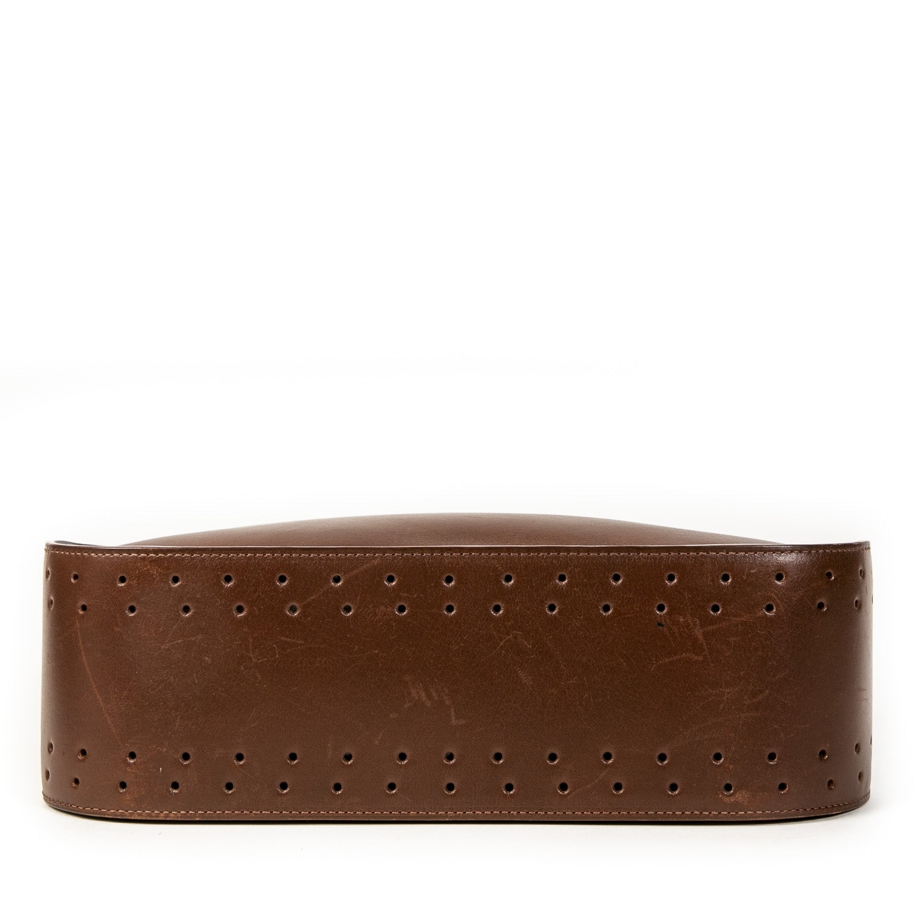 Authentieke Tweedehands Delvaux Chocolate Brown Leather Shoulder Bag juiste prijs veilig online shoppen luxe merken webshop winkelen Antwerpen België mode fashion