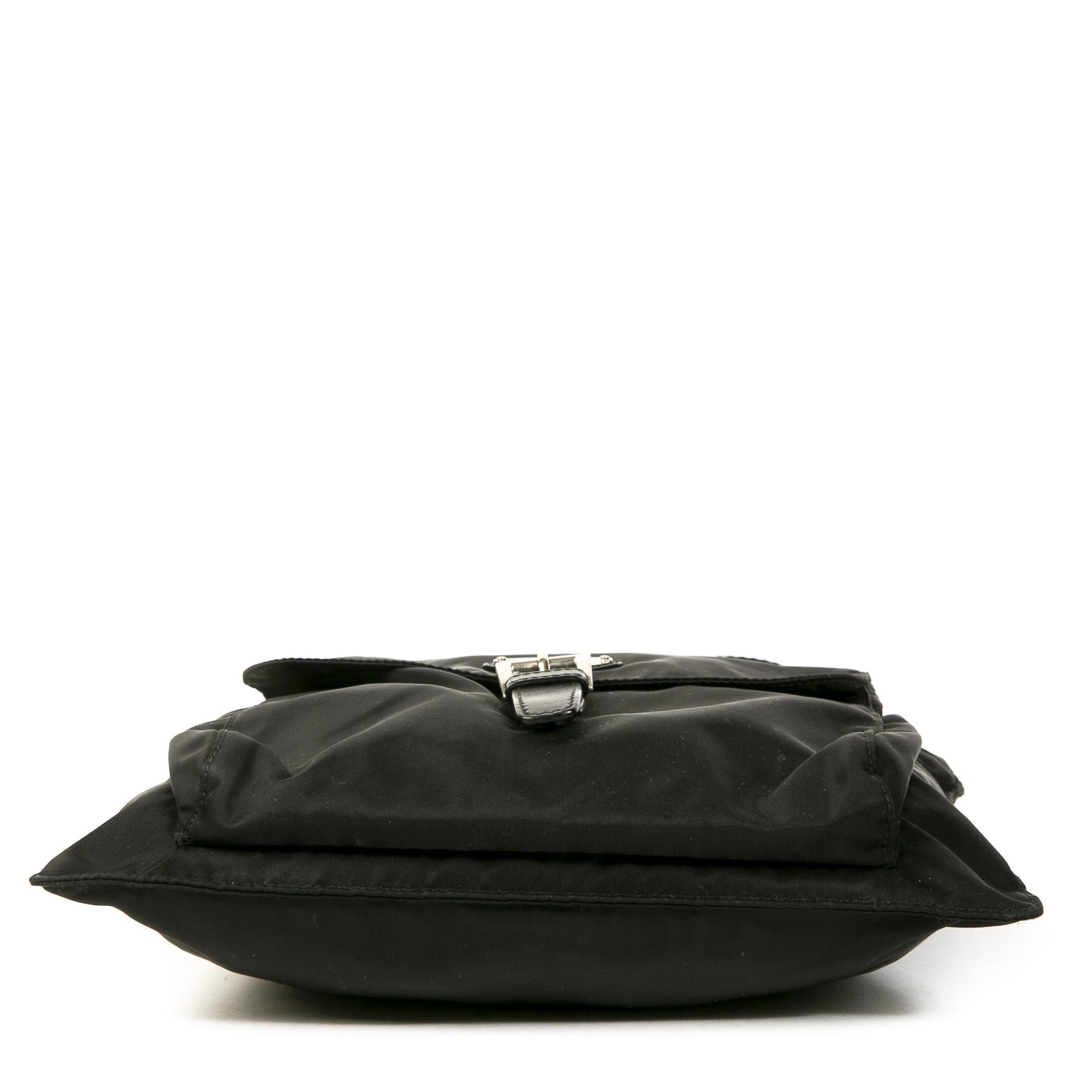 Authentic second-hand vintage Prada Black Nylon Messenger Bag buy online webshop LabelLOV