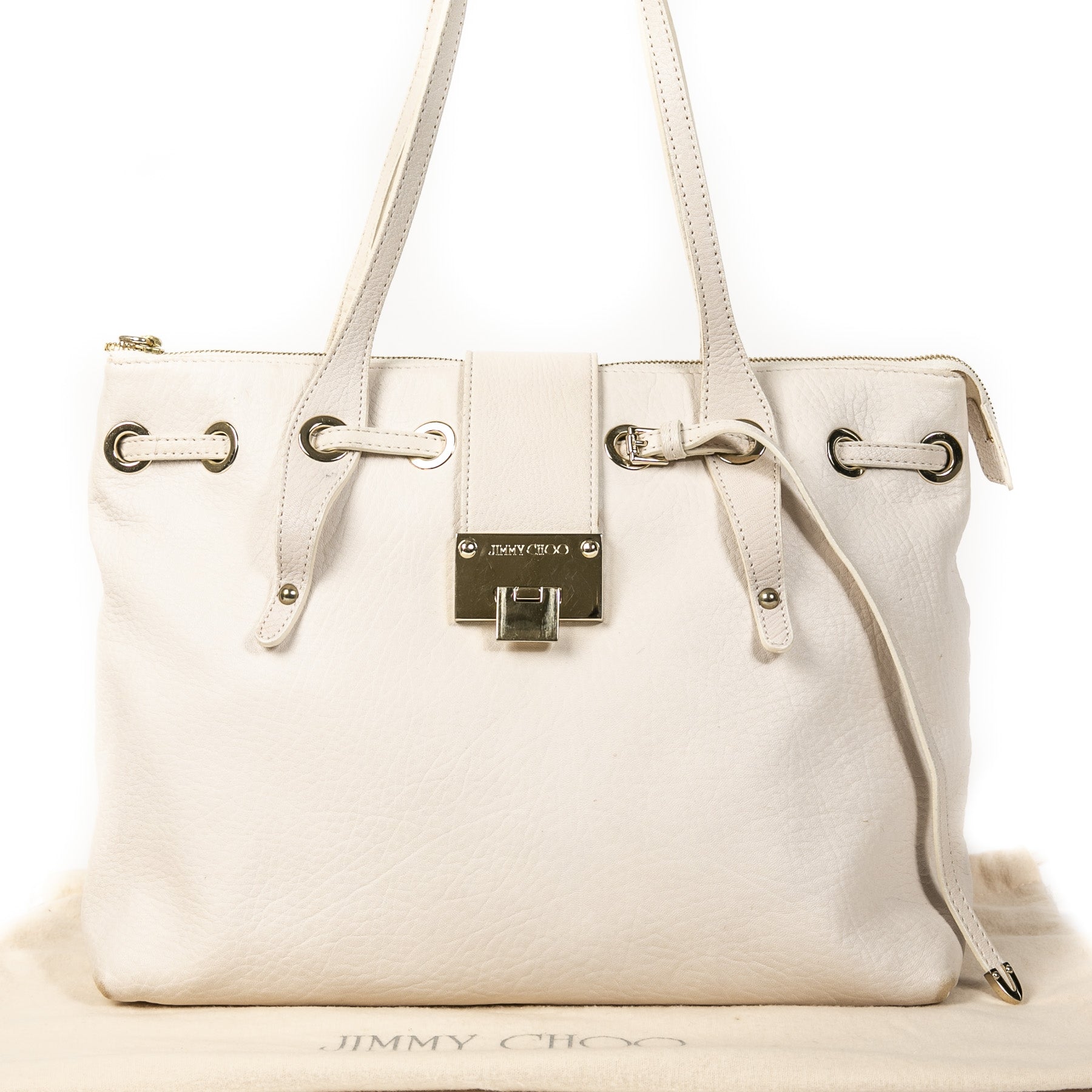 Jimmy Choo White Leather Shoulder Tote kopen en verkopen
