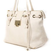 We buy and sell 100% authentic Jimmy Choo White Leather Shoulder Tote