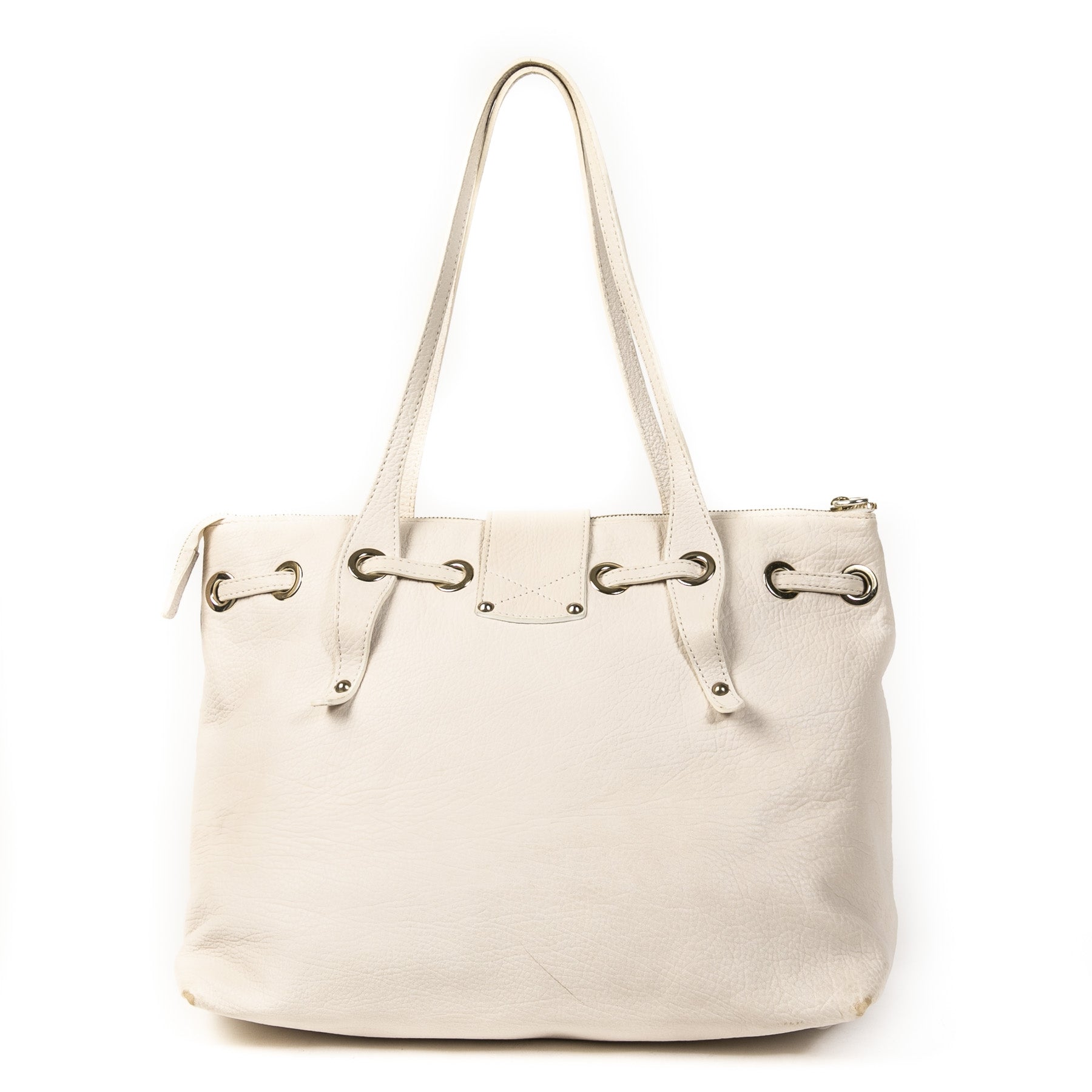 Jimmy Choo White Leather Shoulder Tote