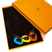 Hermès Buffalo Necklace Blue Yellow Brown Orange