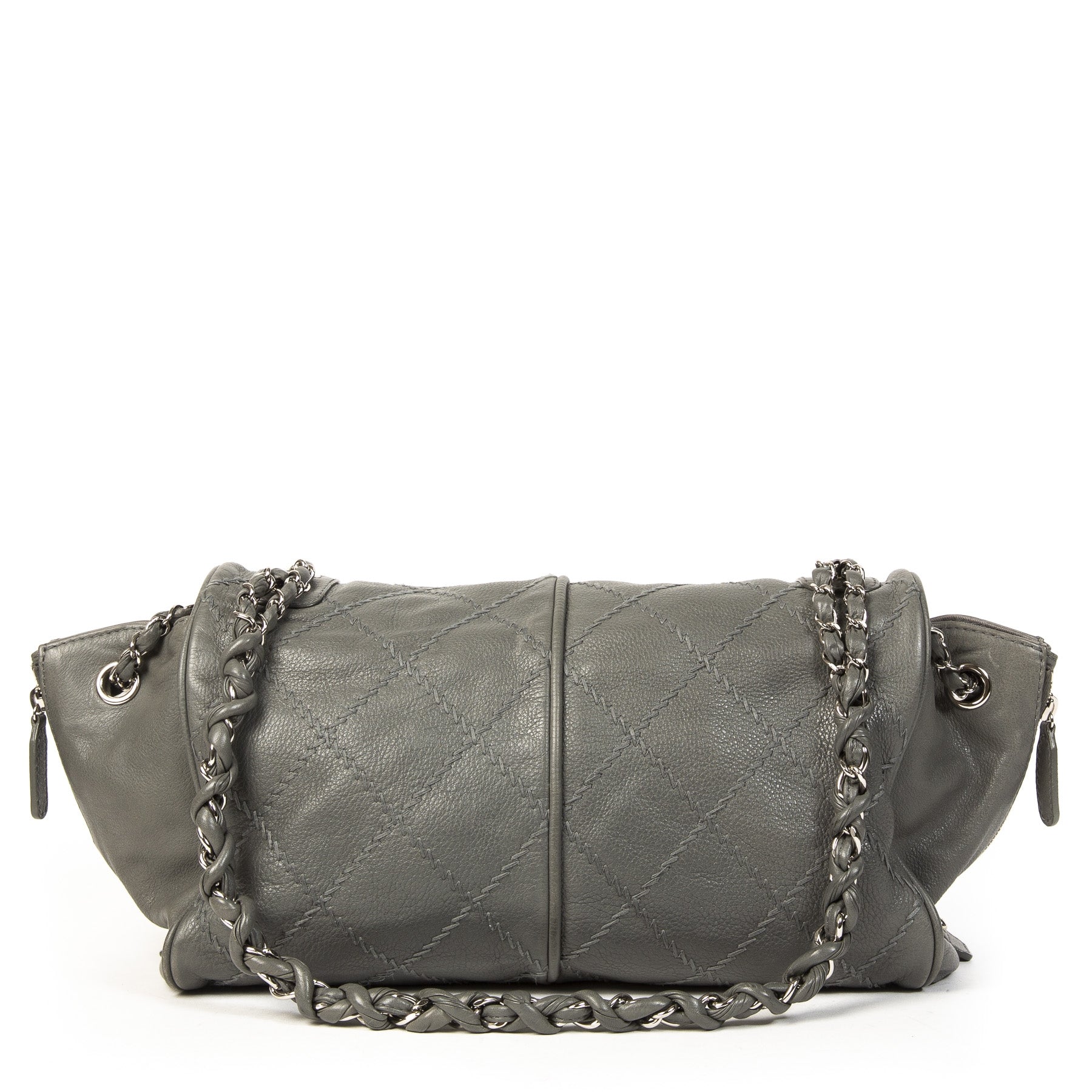 Chanel Grey Ultra Stitched Zipper Shoulder Bag 2020 best price online