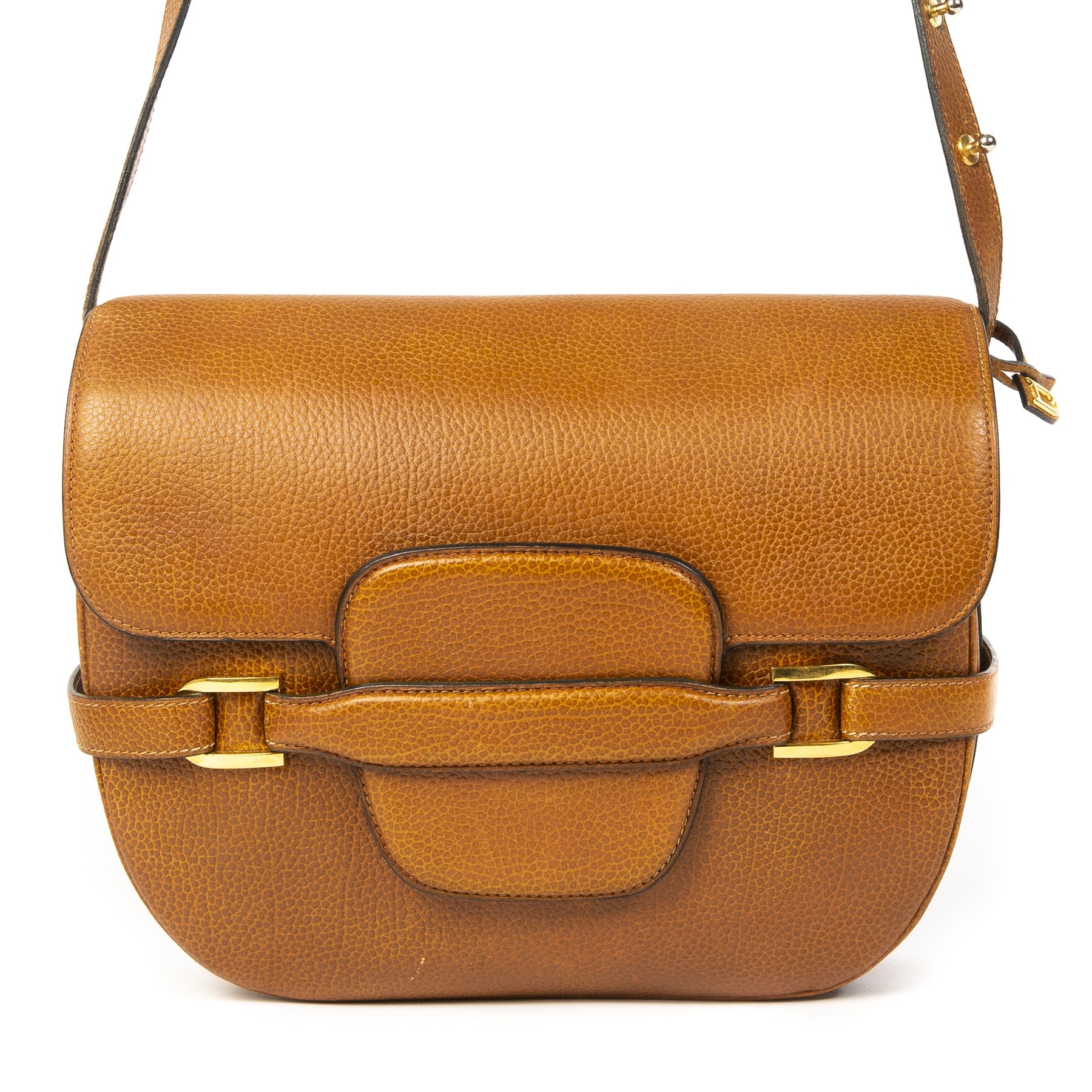 Delvaux Cognac Saddle Flap Bag