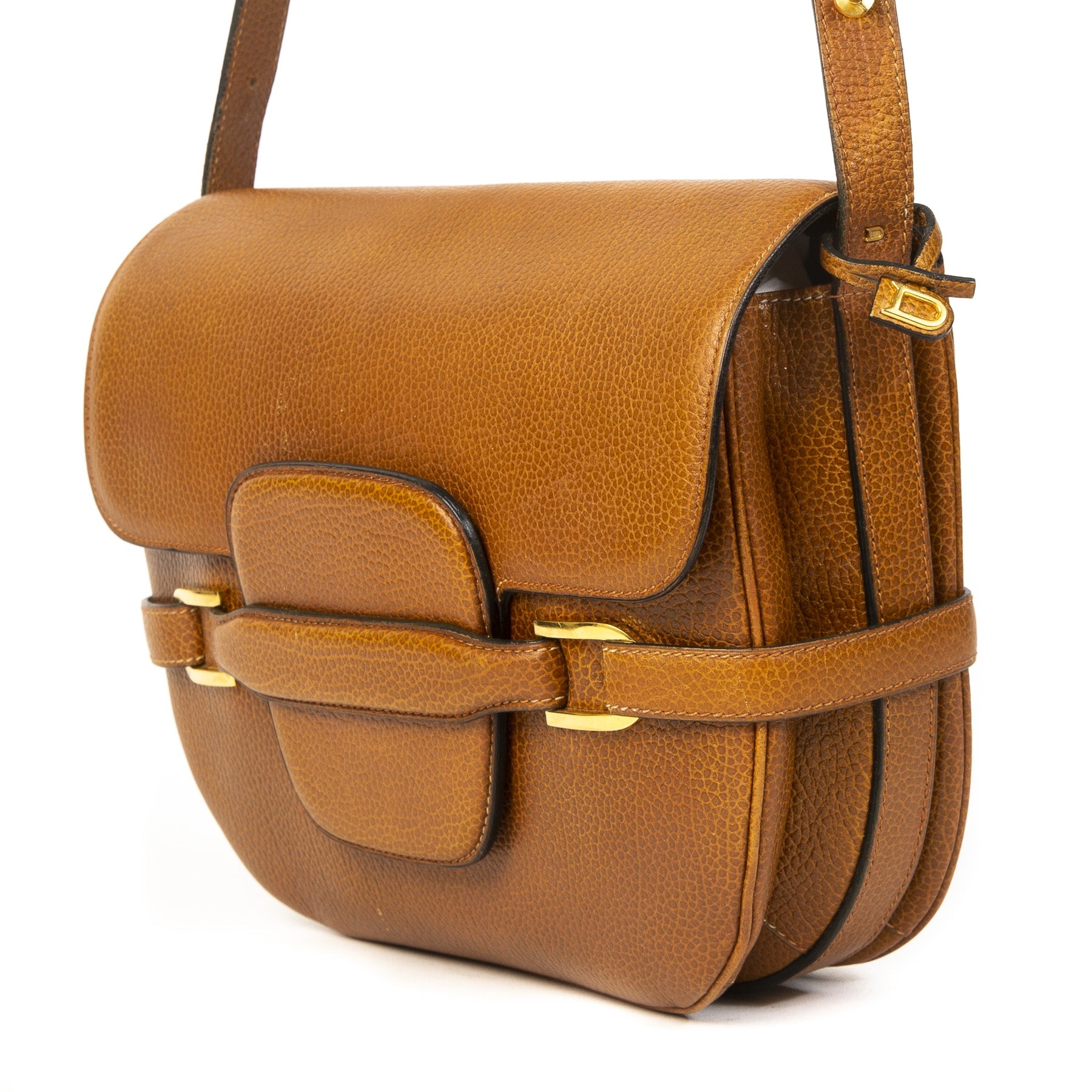 Delvaux Cognac Saddle Flap Bag