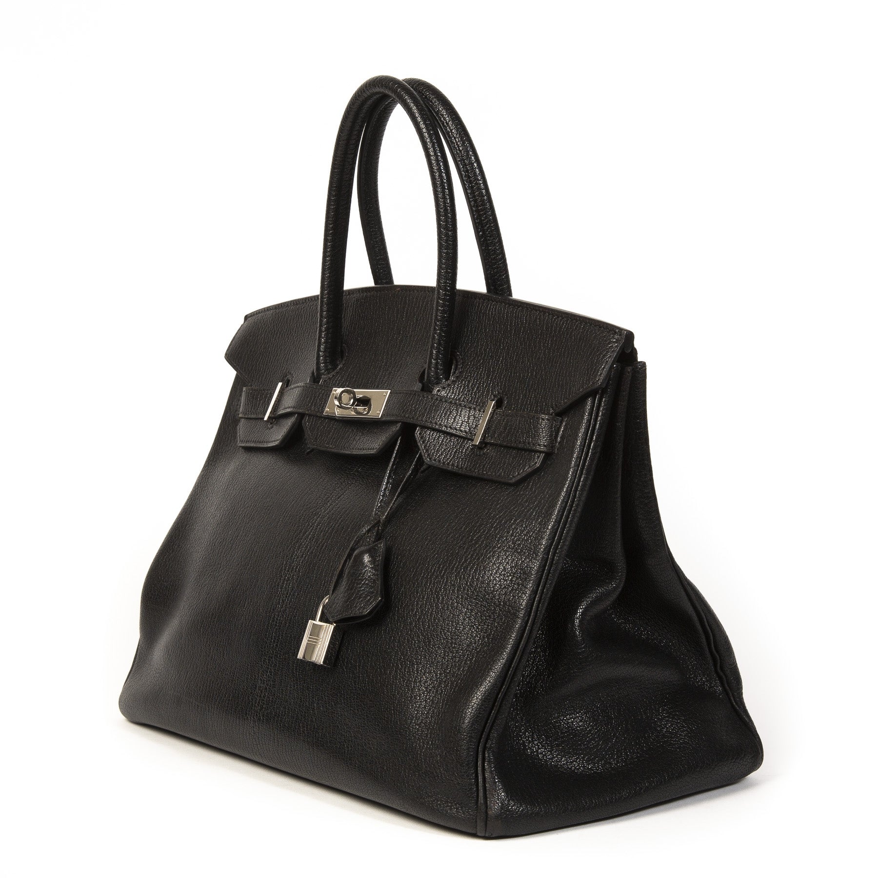 We buy and sell your authentic Hermès Birkin 35 Black Chèvre Mysore PHW for the best price