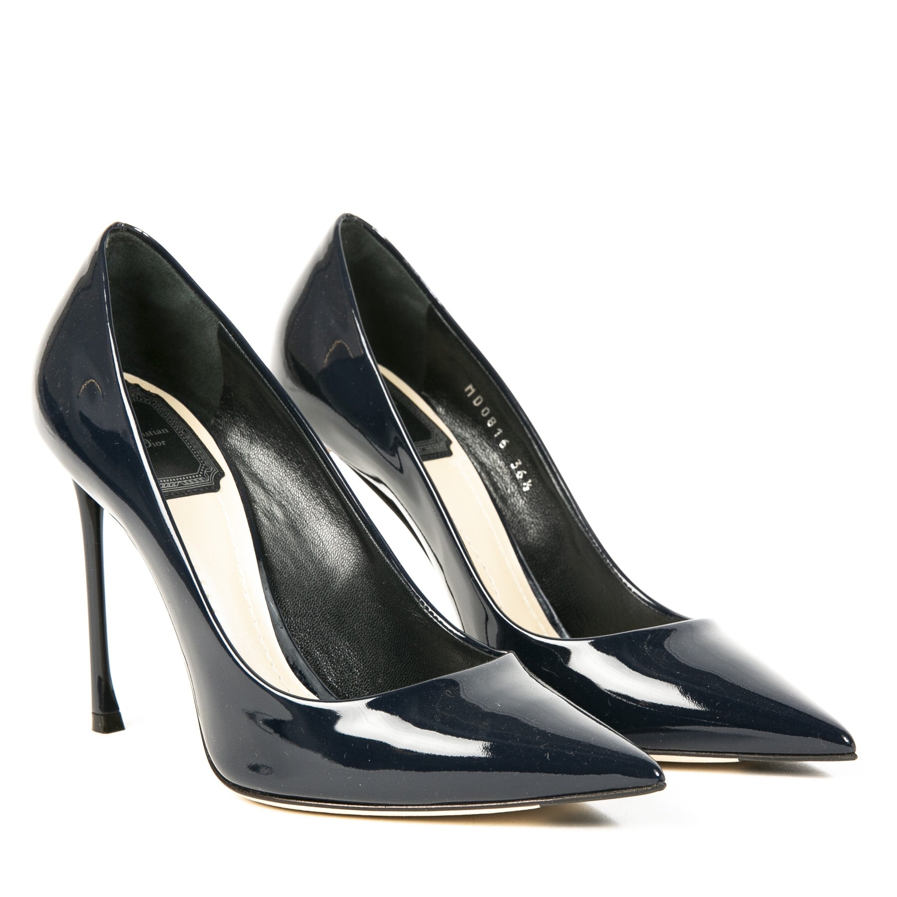 Authentieke Tweedehands Christian Dior Dark Blue Patent Leather Pumps juiste prijs veilig online shoppen luxe merken webshop winkelen Antwerpen België mode fashion