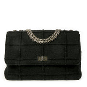 Authentieke Tweedehands Chanel 2.55 Reissue Black Wool Jumbo Flap Bag juiste prijs veilig online shoppen luxe merken webshop winkelen Antwerpen België mode fashion