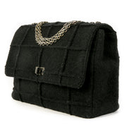 Authentieke Tweedehands Chanel 2.55 Reissue Black Wool Jumbo Flap Bag juiste prijs veilig online shoppen luxe merken webshop winkelen Antwerpen België mode fashion