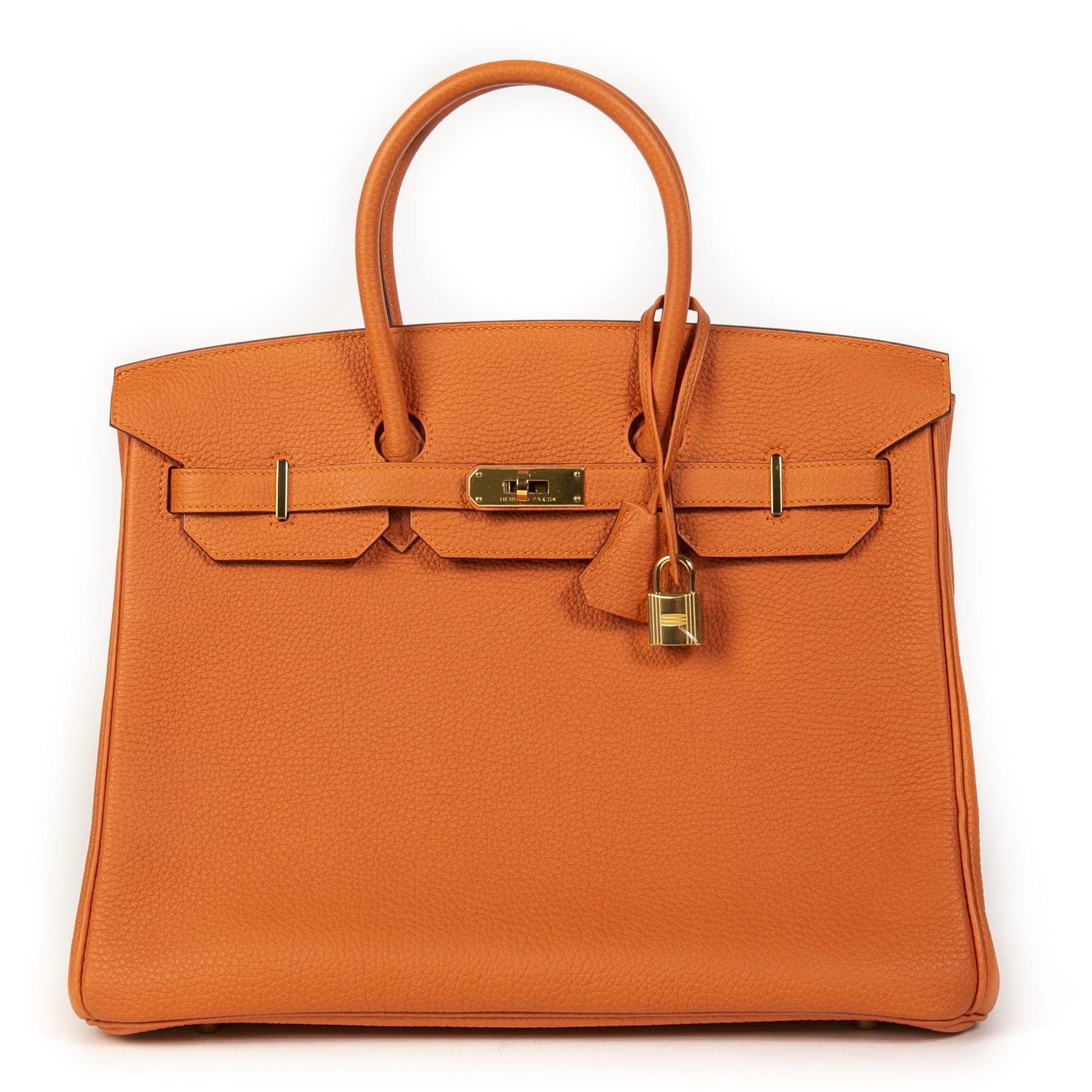 Buy and sell your authentic Hermès Birkin 35 Orange Togo GHW