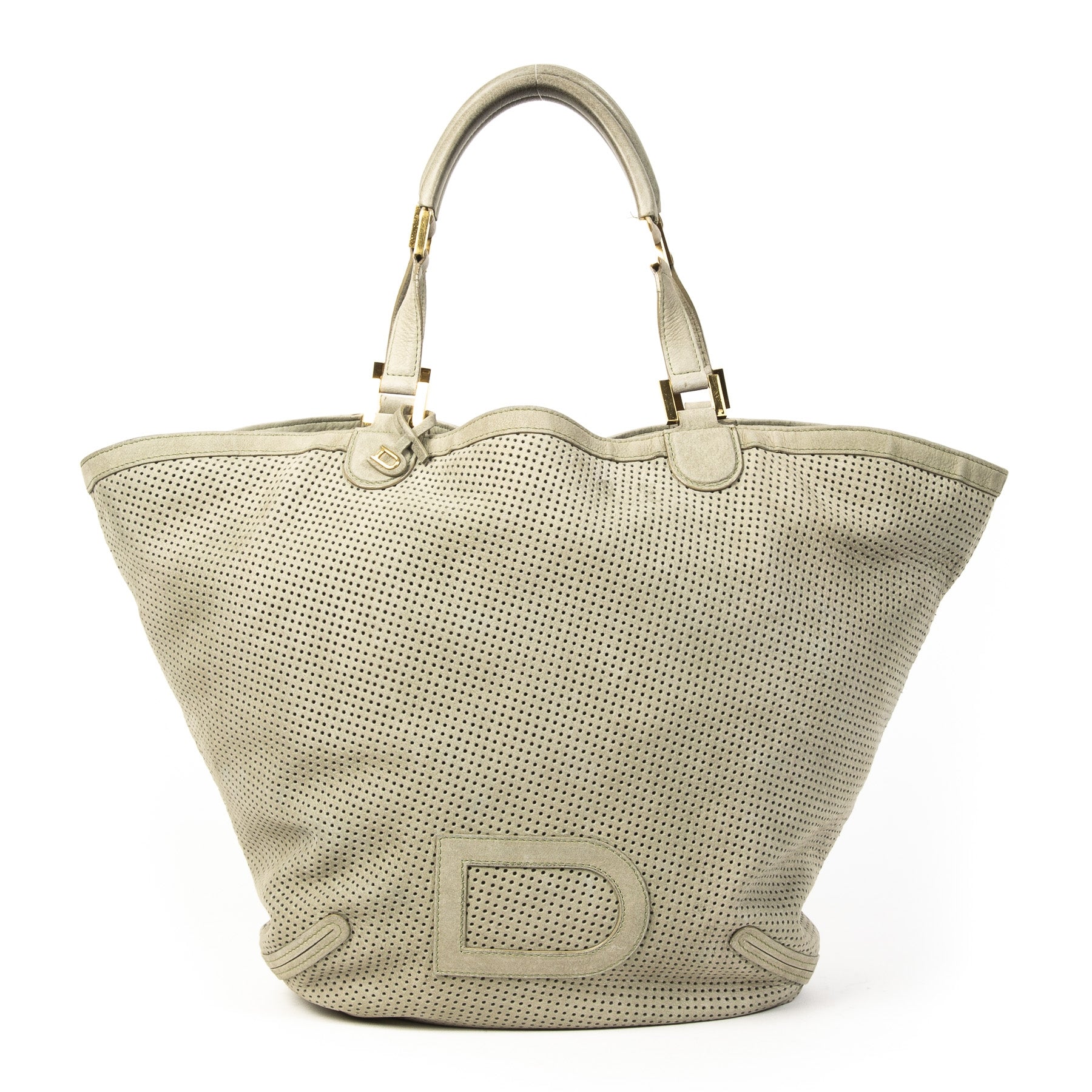 Delvaux Louise Perforated Suede Cabas