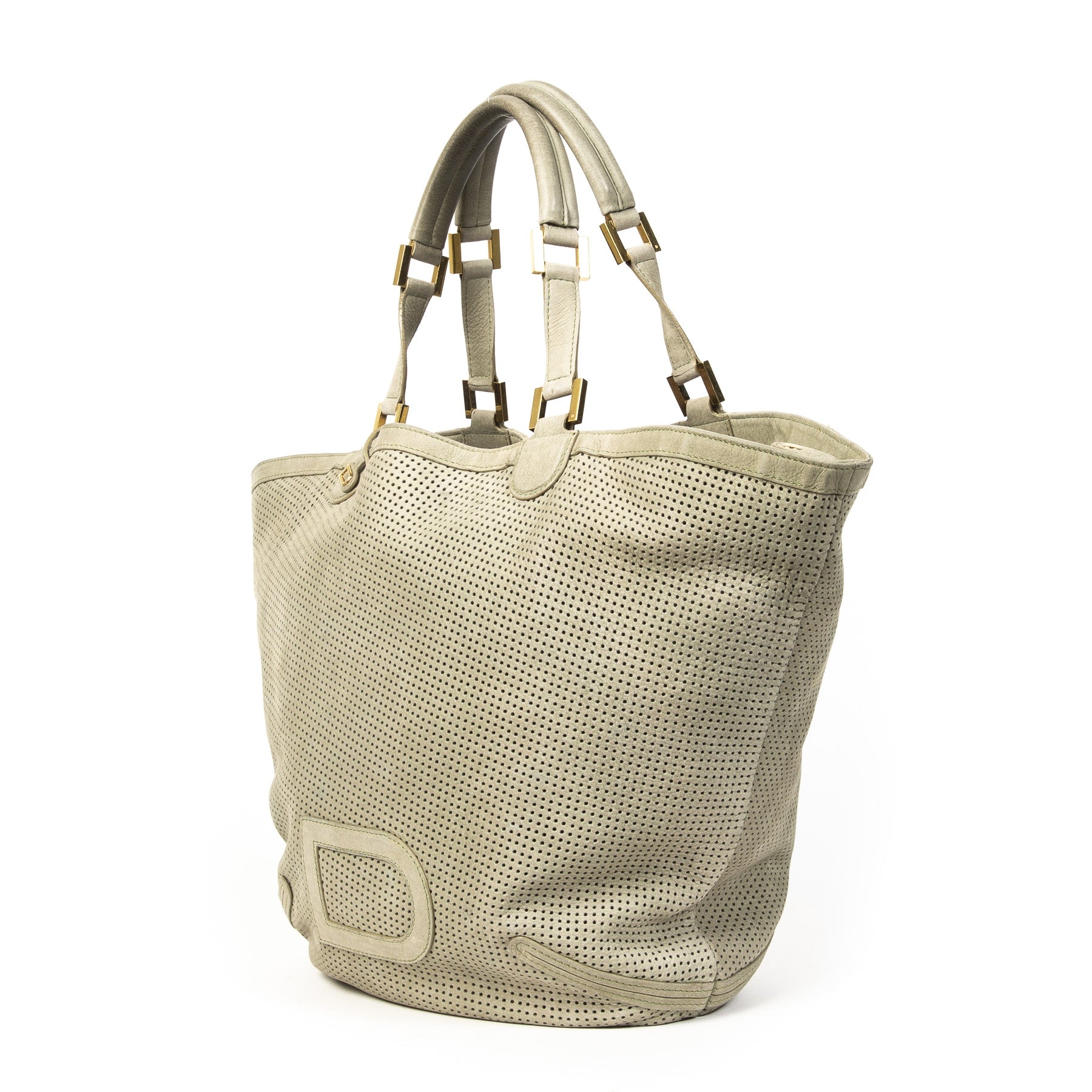 Delvaux Louise Perforated Suede Cabas