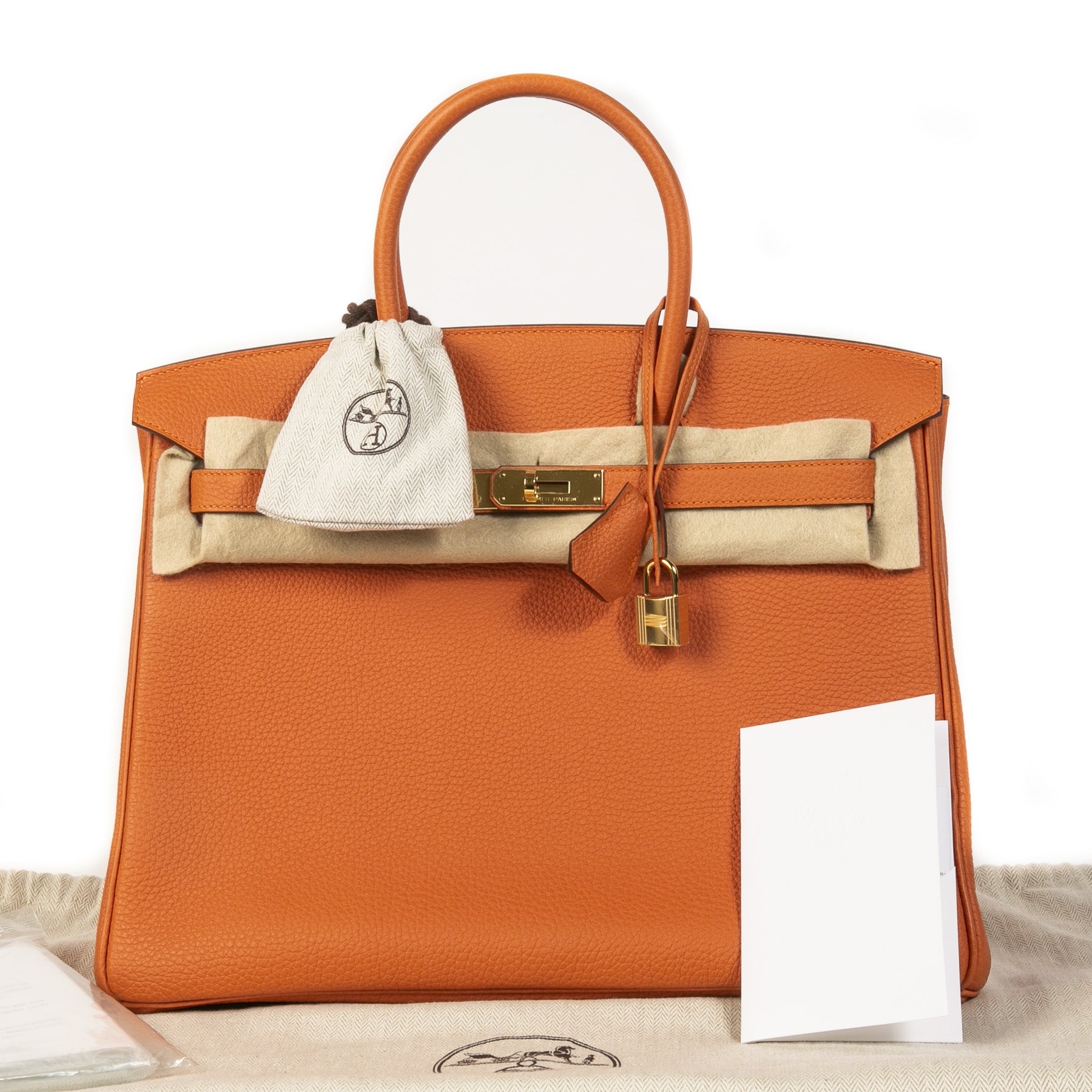 Koop snel en makkelijk Hermès Birkin 35 Orange Togo GHW