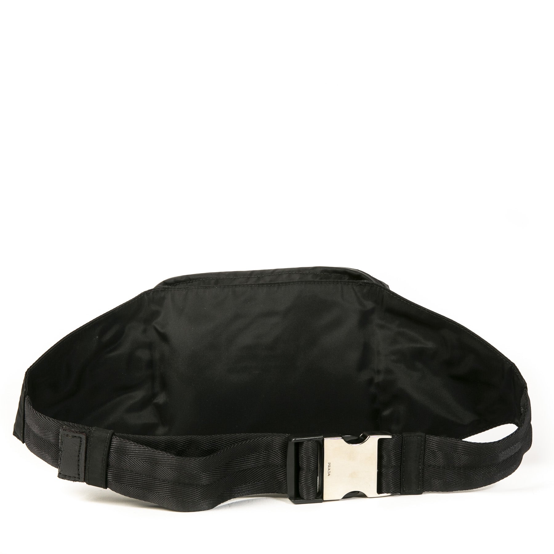 Authentic second-hand vintage Prada Black Nylon Belt Bag buy online webshop LabelLOV