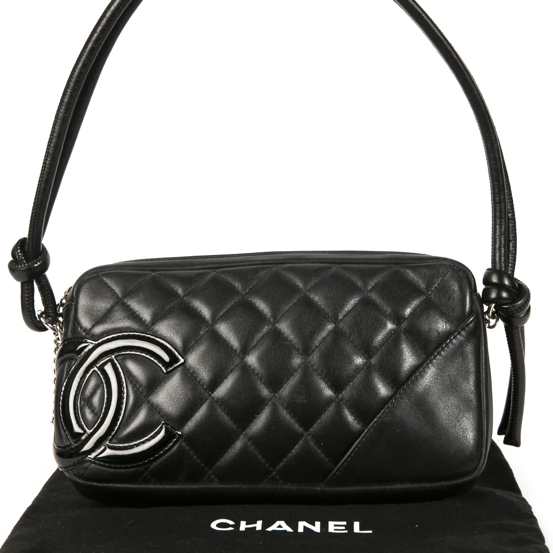 Authentic second-hand vintage Chanel Black Cambon Ligne Pochette buy online webshop LabelLOV