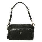Authentieke Tweedehands Prada Black Nylon Shoulder Bag Small juiste prijs veilig online shoppen luxe merken webshop winkelen Antwerpen België mode fashion