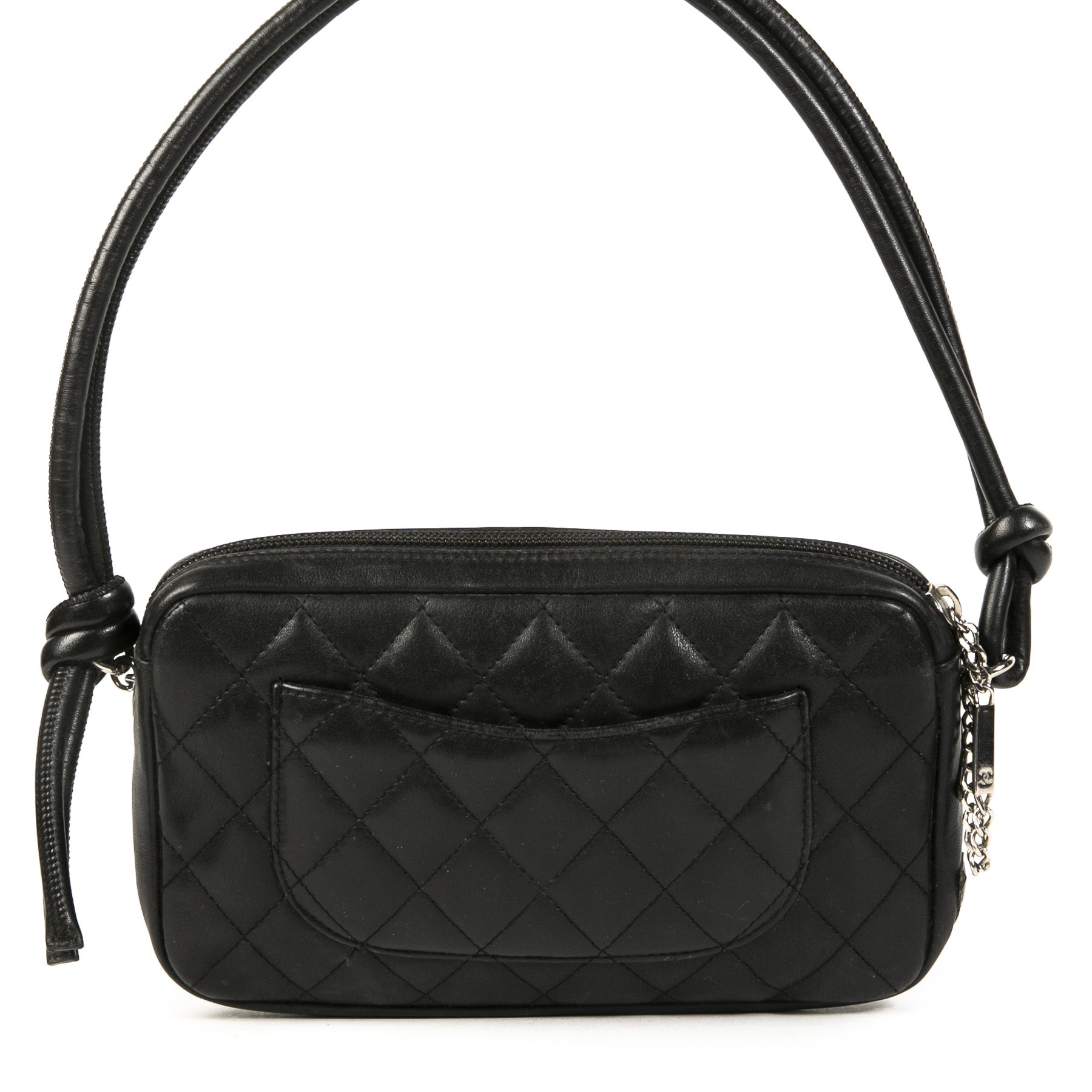 Authentieke tweedehands vintage Chanel Black Cambon Ligne Pochette koop online webshop LabelLOV