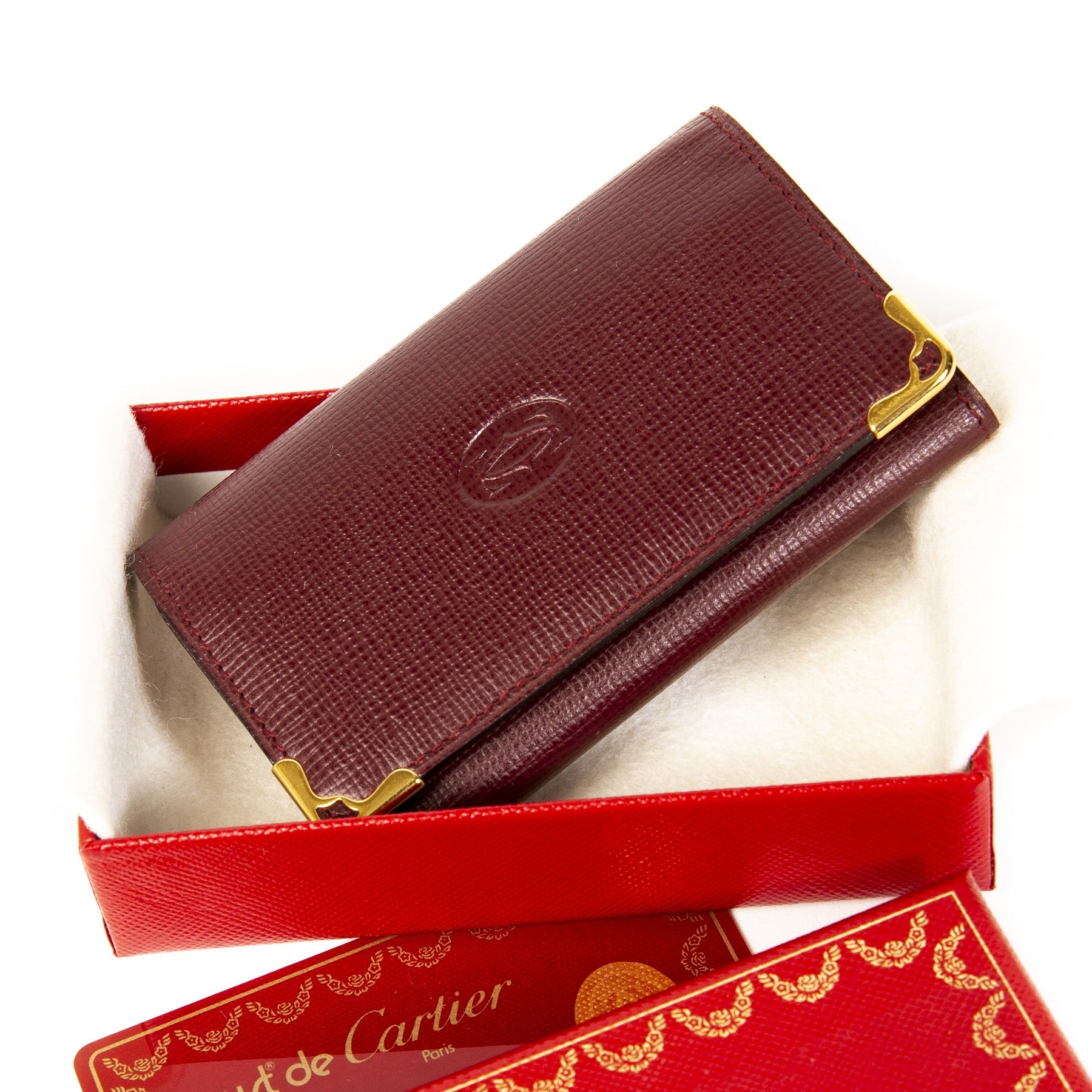 Cartier Burgundy Leather Key Holder – Labellov