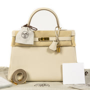 Hermès Kelly 35 Retourne Togo Craie GHW te koop