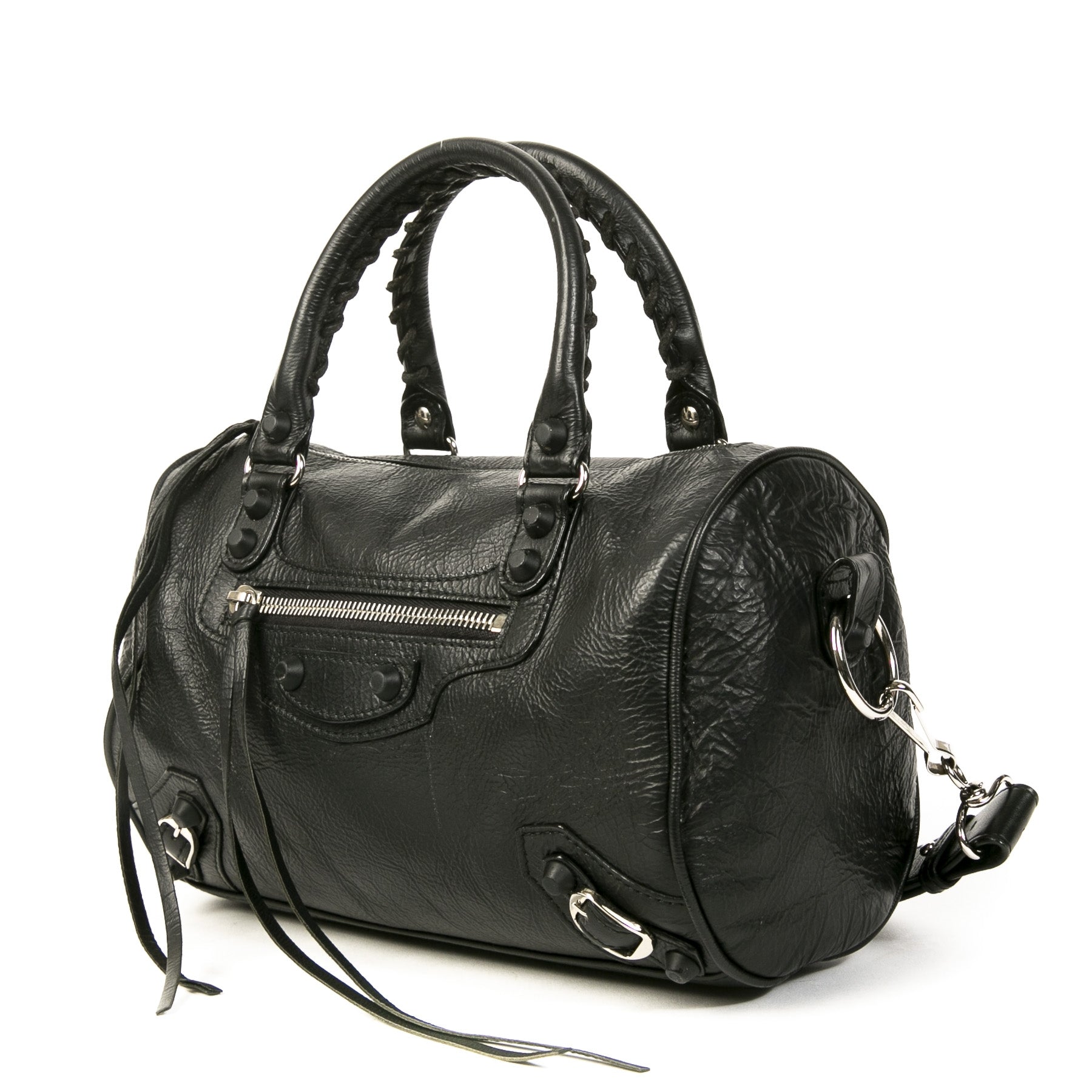 Authentieke tweedehands vintage Balenciaga Black Mini Twiggy Bag koop online webshop LabelLOV