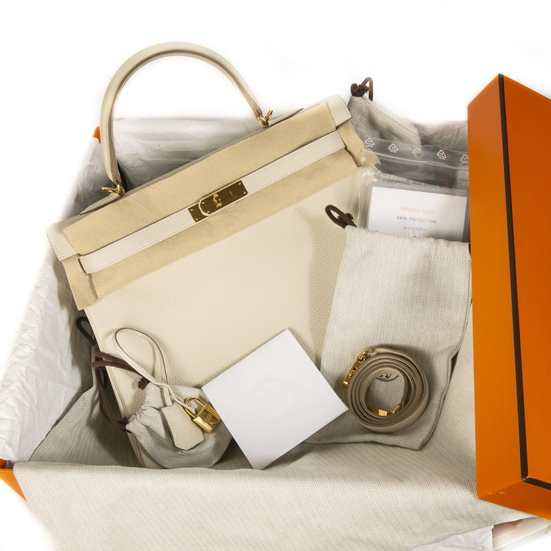 Hermès Kelly 35 Retourne Togo Craie GHW