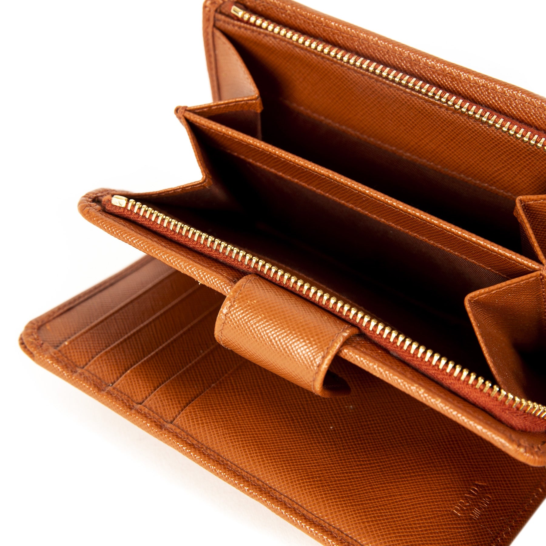Prada Orange Wallet Lampo Rame