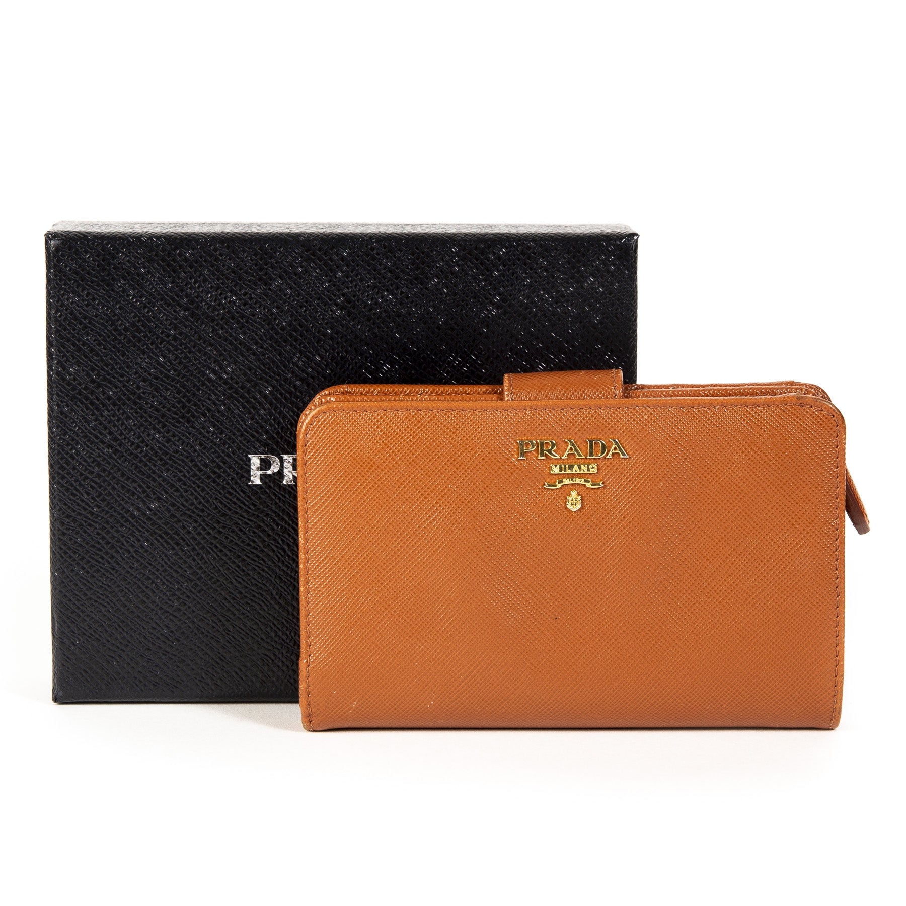 Prada Orange Wallet Lampo Rame
