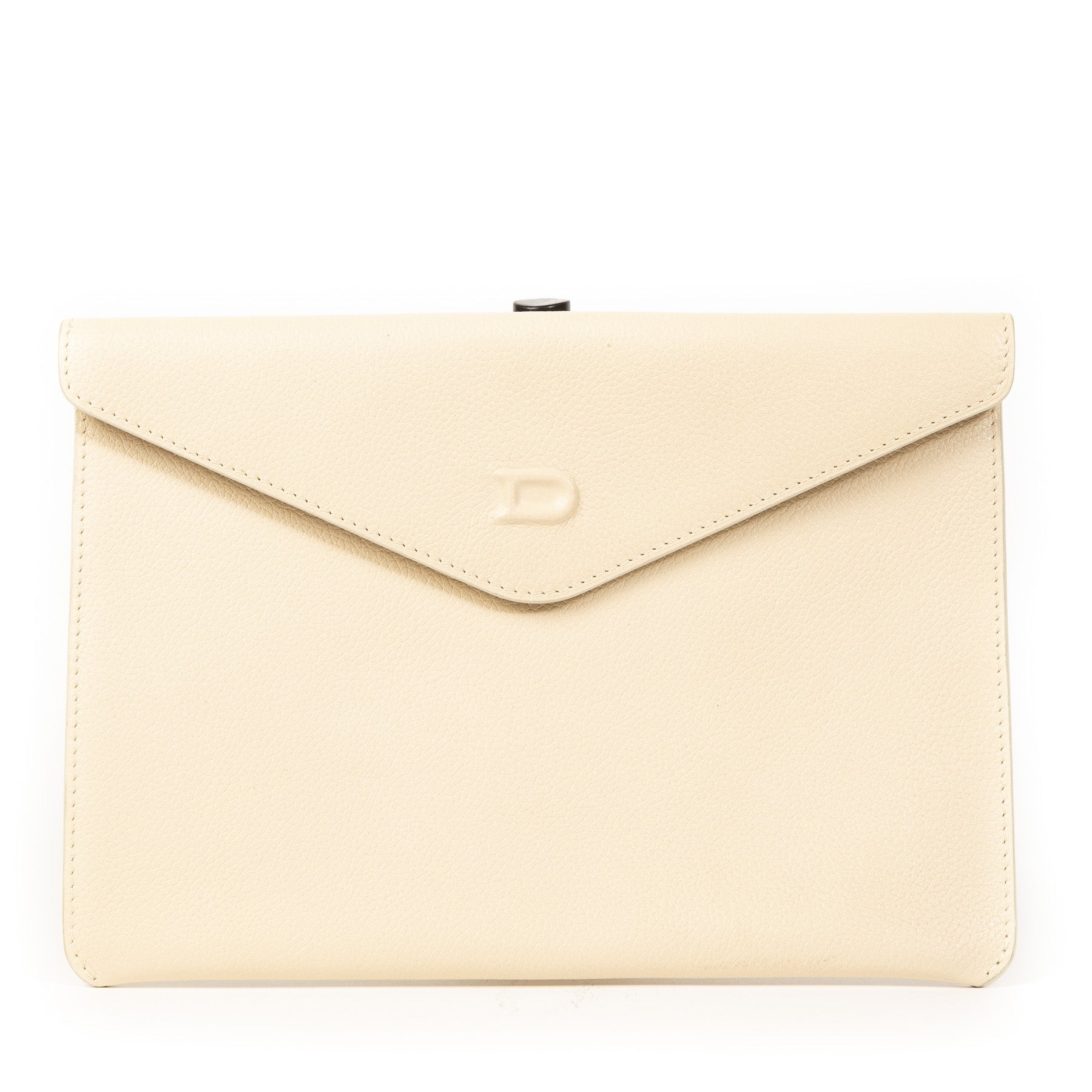 Authentieke Tweedehands Delvaux Ivory Ennvelope Clutch juiste prijs veilig online shoppen luxe merken webshop winkelen Antwerpen België