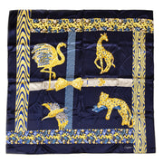Cartier Dark Blue Silk Scarf Animal Print