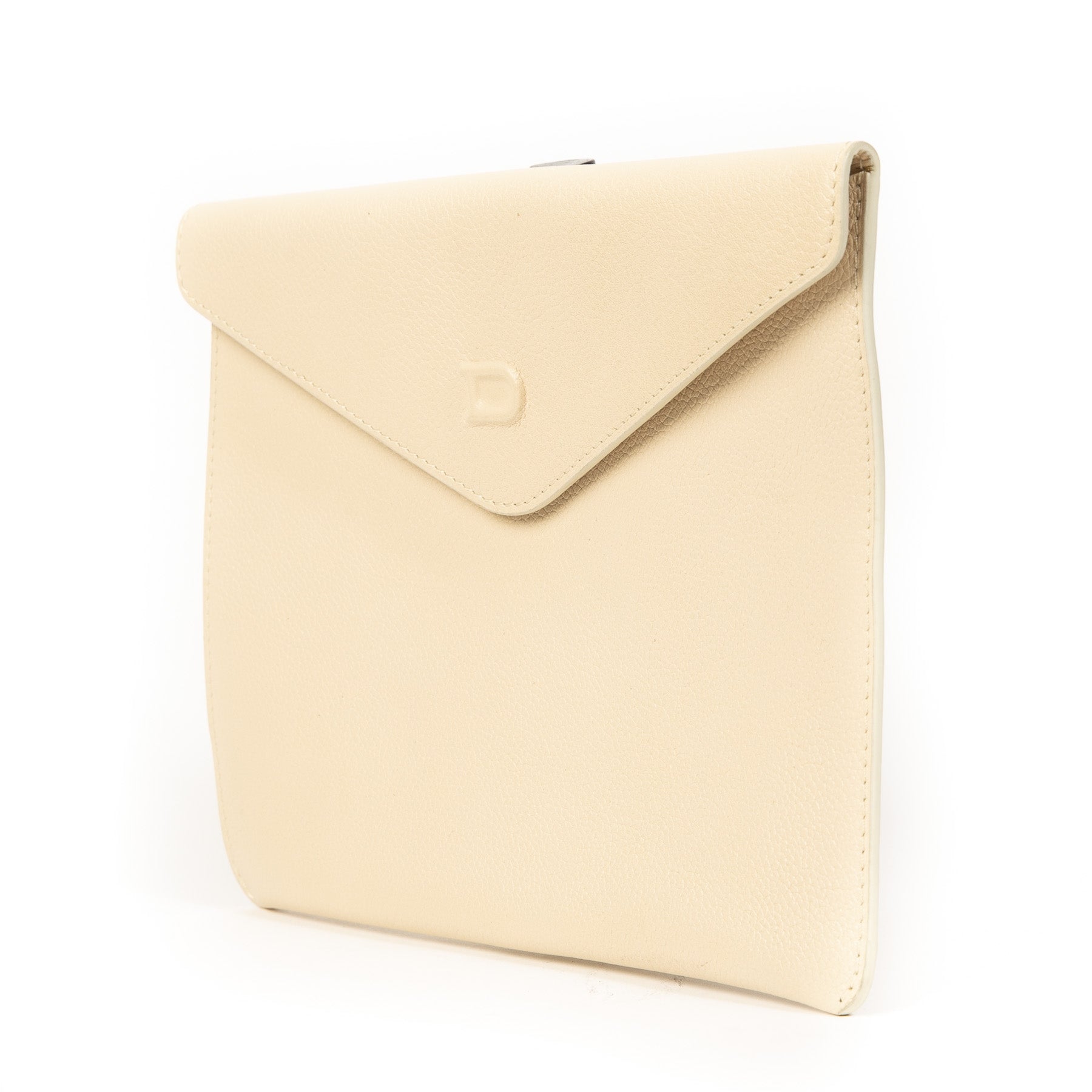 Authentieke Tweedehands Delvaux Ivory Ennvelope Clutch juiste prijs veilig online shoppen luxe merken webshop winkelen Antwerpen België
