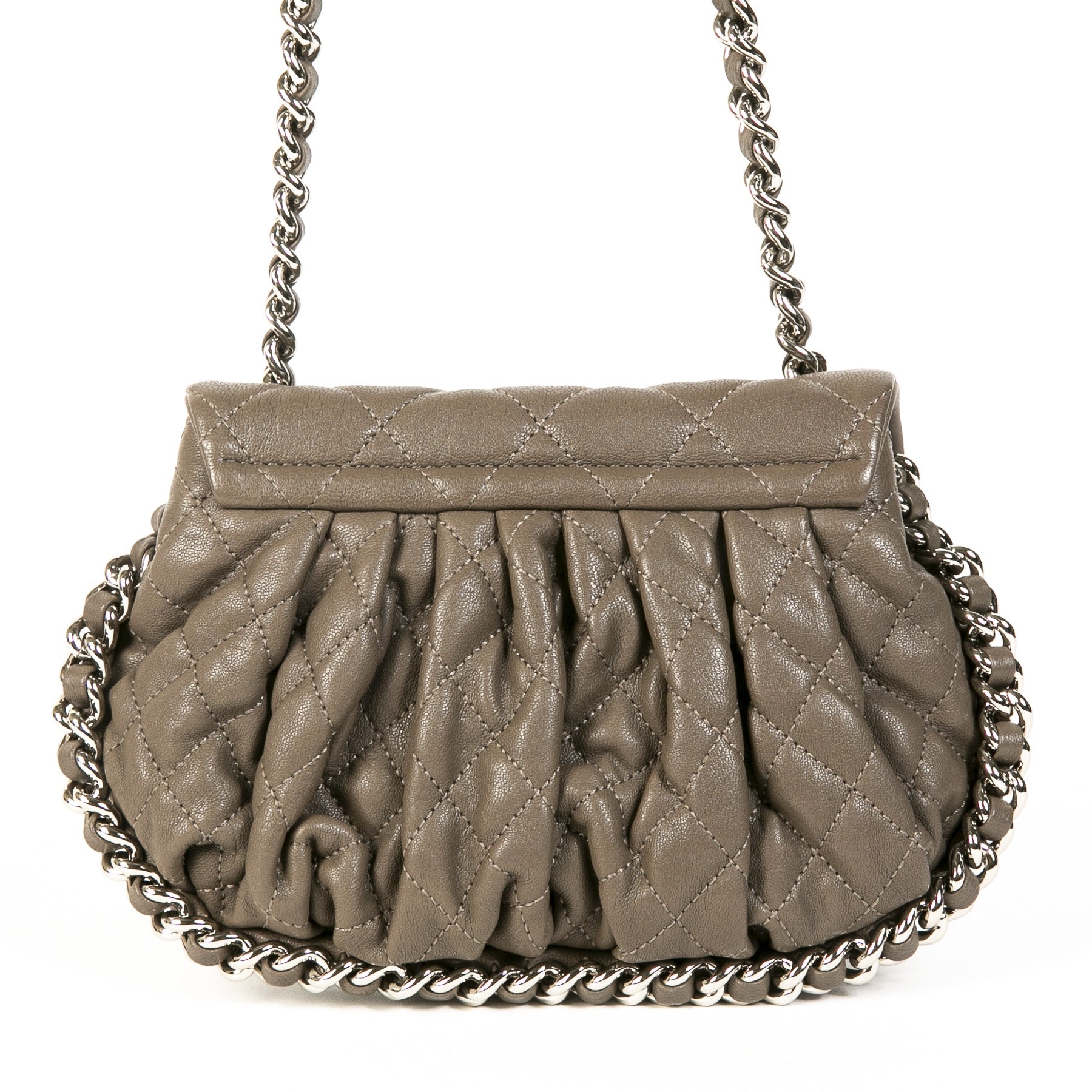 Authentique seconde main vintage Chanel Chain Around Taupe Crossbody Bag achète en ligne webshop LabelLOV
