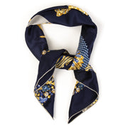 Cartier Dark Blue Silk Scarf Animal Print