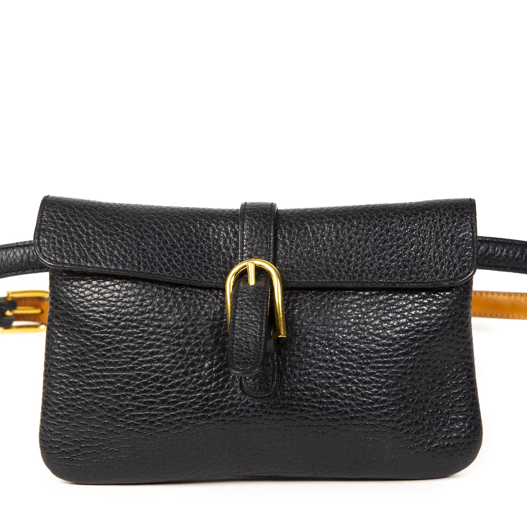 Authentieke Tweedehands Delvaux Blue Belt Bag juiste prijs veilig online shoppen luxe merken webshop winkelen Antwerpen België mode