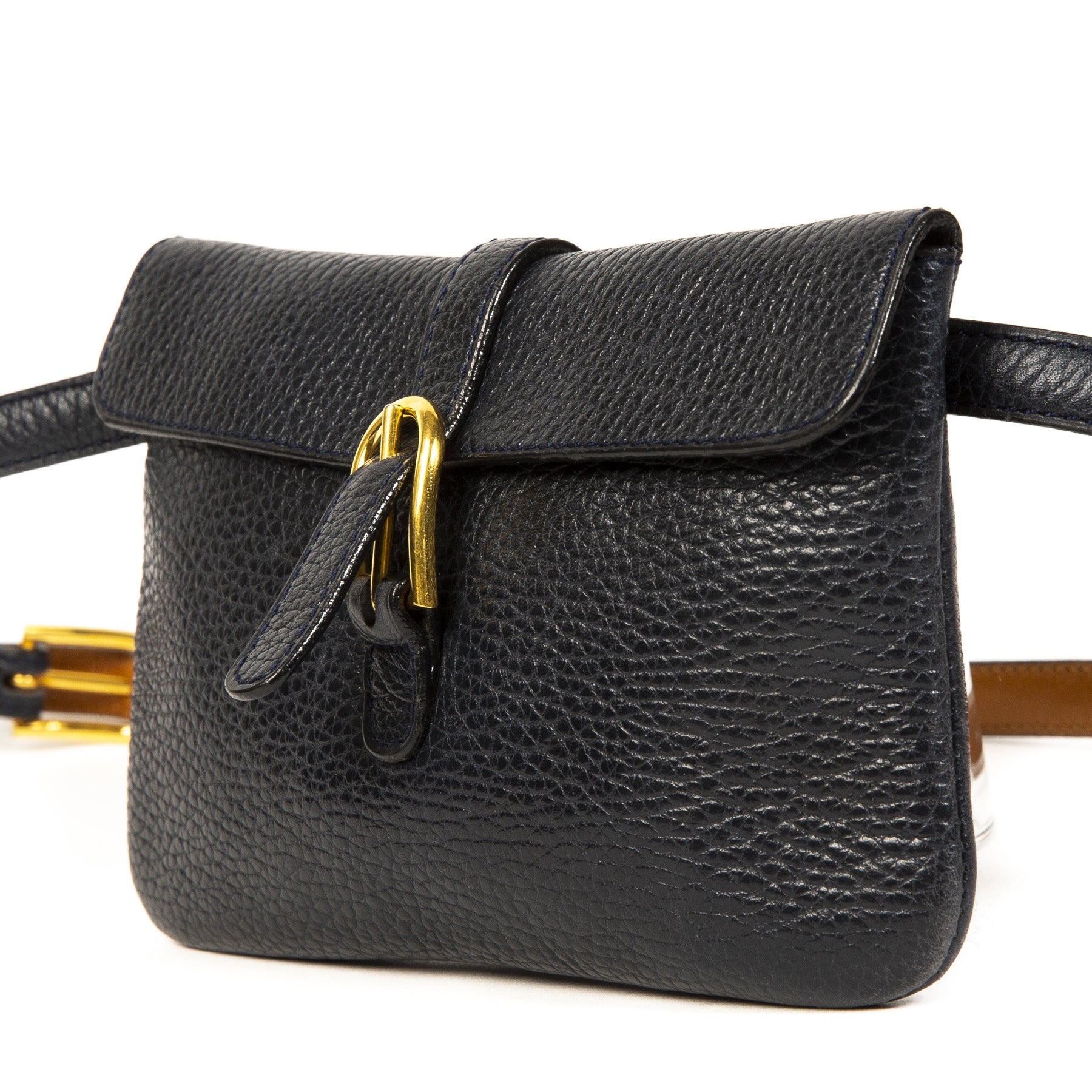 Authentieke Tweedehands Delvaux Blue Belt Bag juiste prijs veilig online shoppen luxe merken webshop winkelen Antwerpen België mode