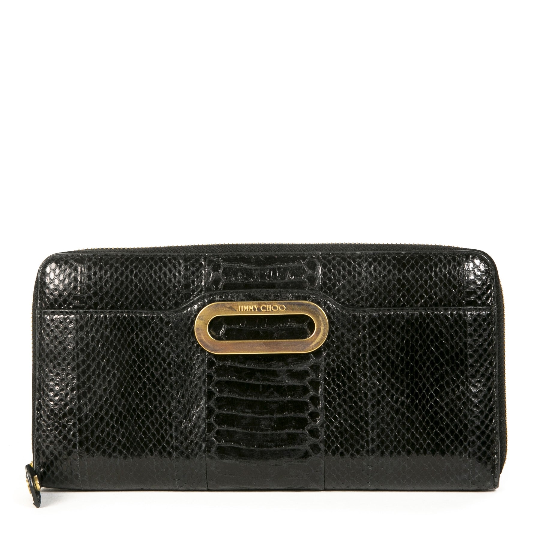 Authentieke Tweedehands Jimmy Choo Black Python Embossed Leather Clutch juiste prijs veilig online shoppen luxe merken webshop winkelen Antwerpen België mode fashion