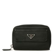 Authentic second-hand vintage Prada Black Leather Nylon Wallet at online webshop LabelLOV