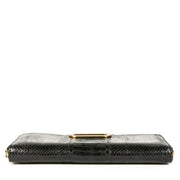 Authentieke Tweedehands Jimmy Choo Black Python Embossed Leather Clutch juiste prijs veilig online shoppen luxe merken webshop winkelen Antwerpen België mode fashion
