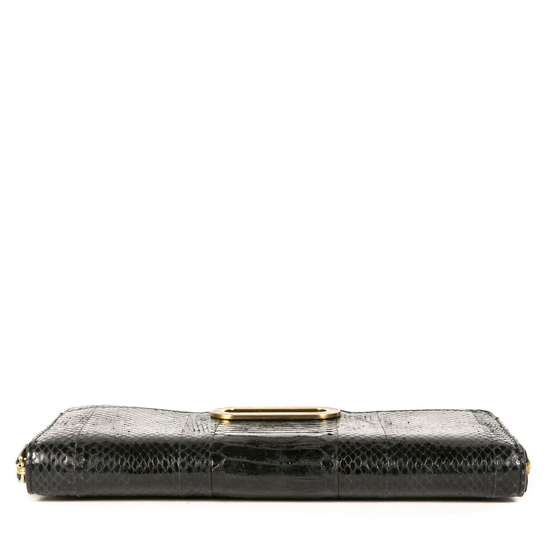 Authentieke Tweedehands Jimmy Choo Black Python Embossed Leather Clutch juiste prijs veilig online shoppen luxe merken webshop winkelen Antwerpen België mode fashion