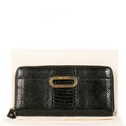 Authentieke Tweedehands Jimmy Choo Black Python Embossed Leather Clutch juiste prijs veilig online shoppen luxe merken webshop winkelen Antwerpen België mode fashion