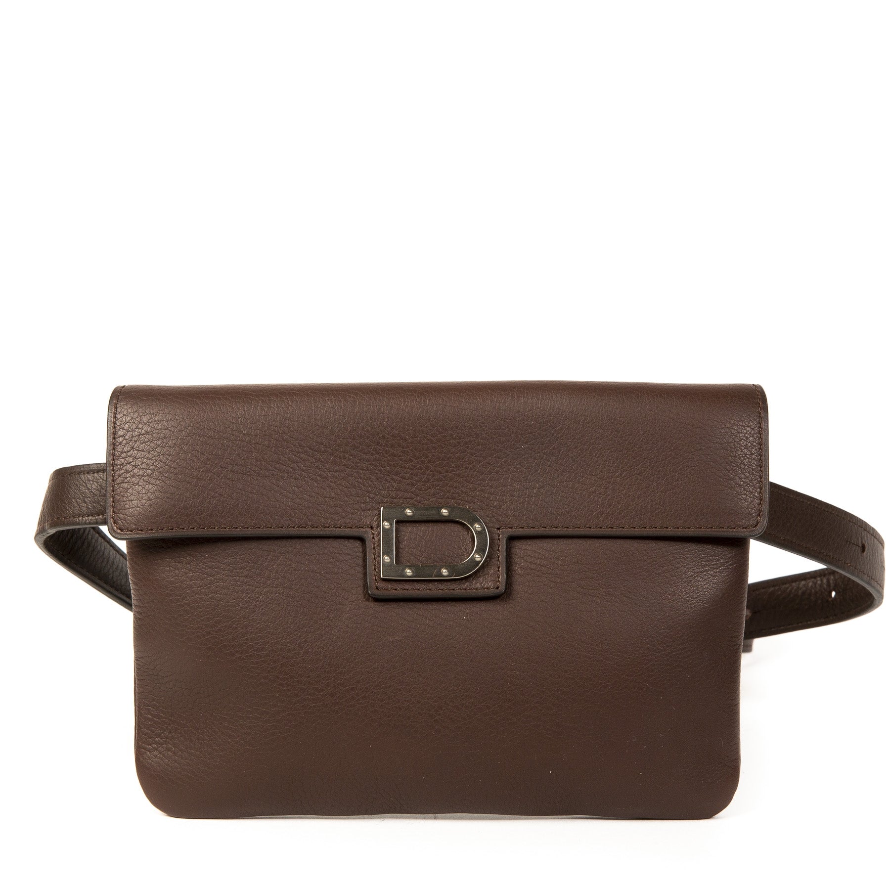 Authentieke Tweedehands Delvaux Brown D Belt Bag juiste prijs veilig online shoppen luxe merken webshop mode fashion winkelen Antwerpen België