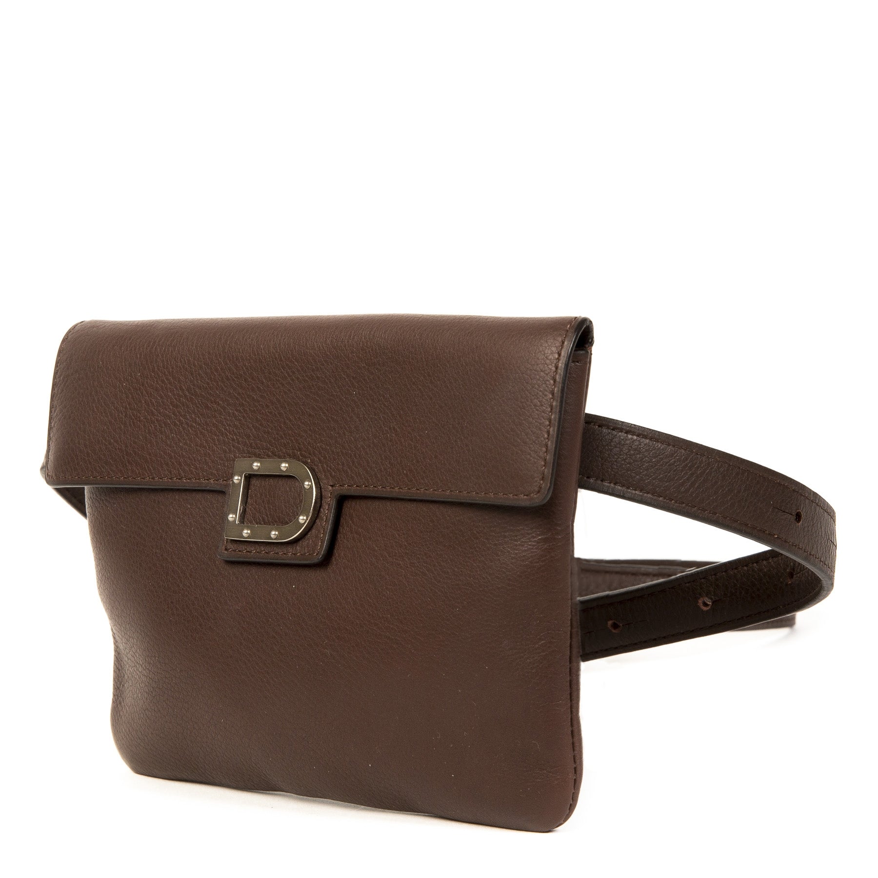 Authentieke Tweedehands Delvaux Brown D Belt Bag juiste prijs veilig online shoppen luxe merken webshop mode fashion winkelen Antwerpen België