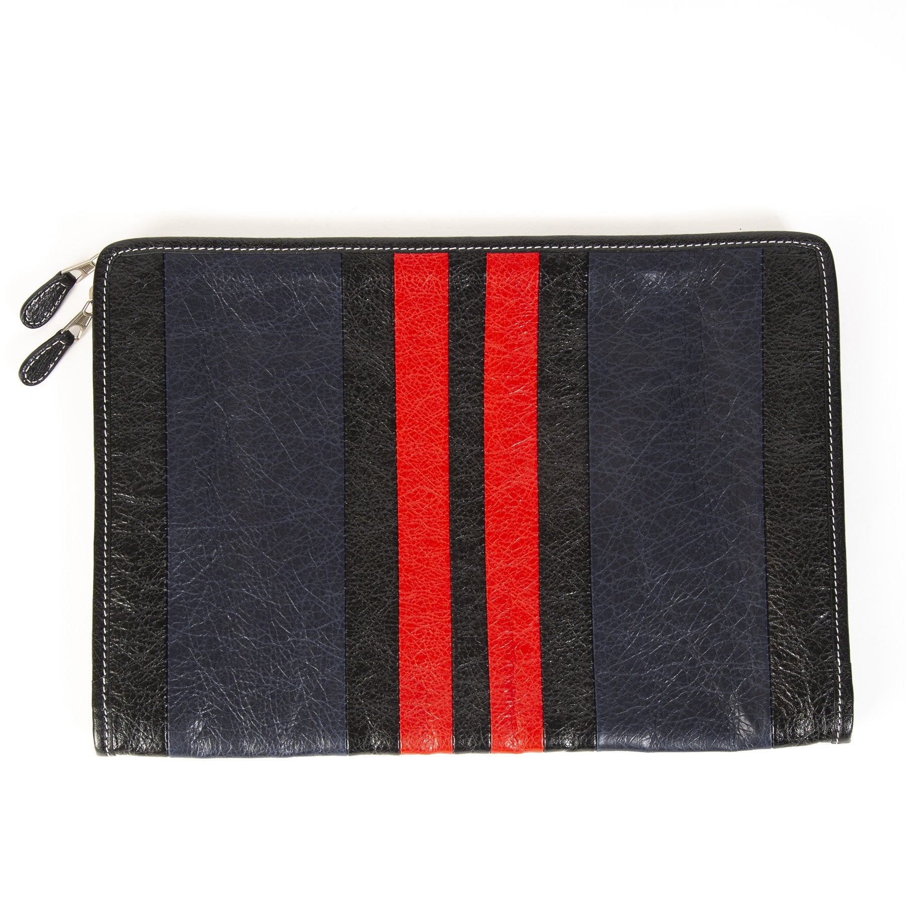 Balenciaga Striped Leather Portfolio Clutch