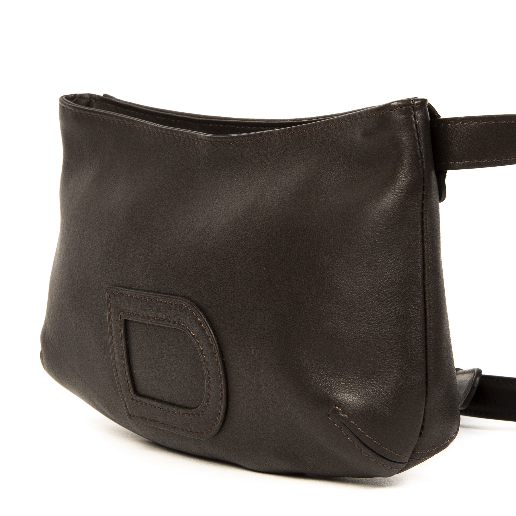 Authentieke Tweedehands Delvaux Dark Brown D Belt Bag juiste prijs veilig online shoppen luxe merken webshop mode fashion winkelen Antwerpen België