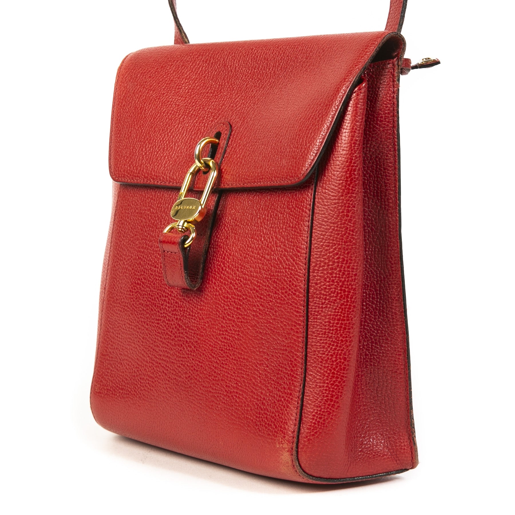 Authentique seconde main vintage Delvaux Rubis Red Crossbody Bag achète en ligne webshop LabelLOV