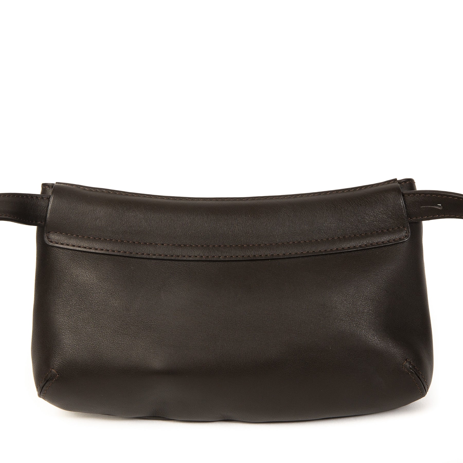 Authentieke Tweedehands Delvaux Dark Brown D Belt Bag juiste prijs veilig online shoppen luxe merken webshop mode fashion winkelen Antwerpen België