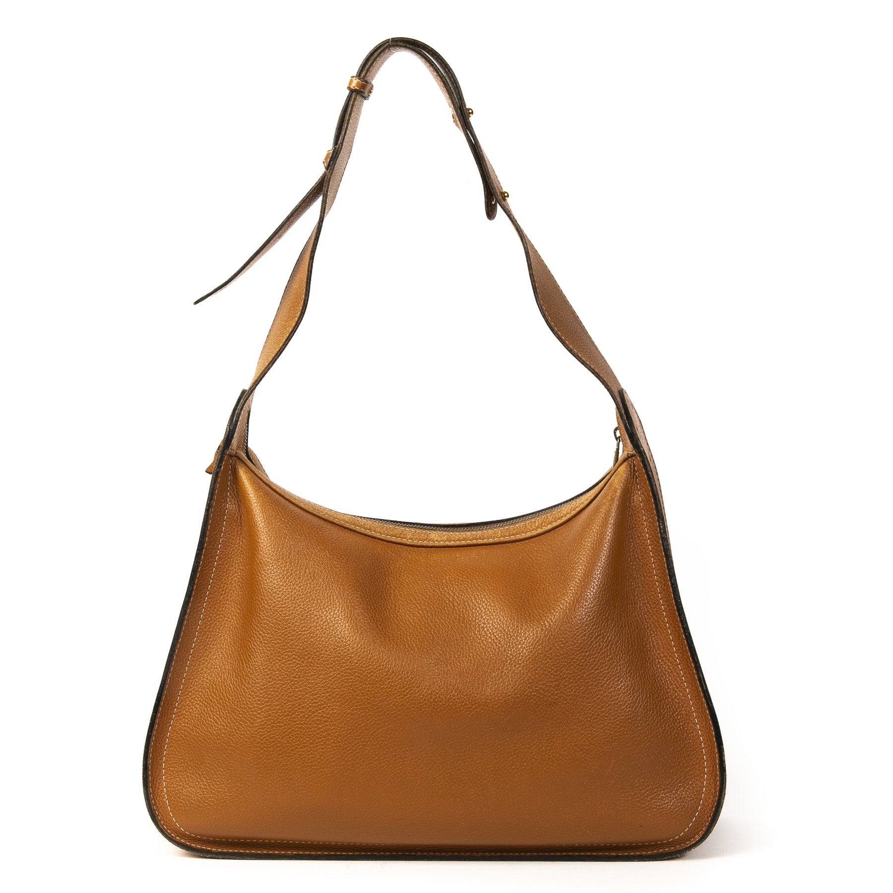 Authentique seconde main vintage Delvaux Camel Pensée Shoulder Bag achète en ligne webshop LabelLOV