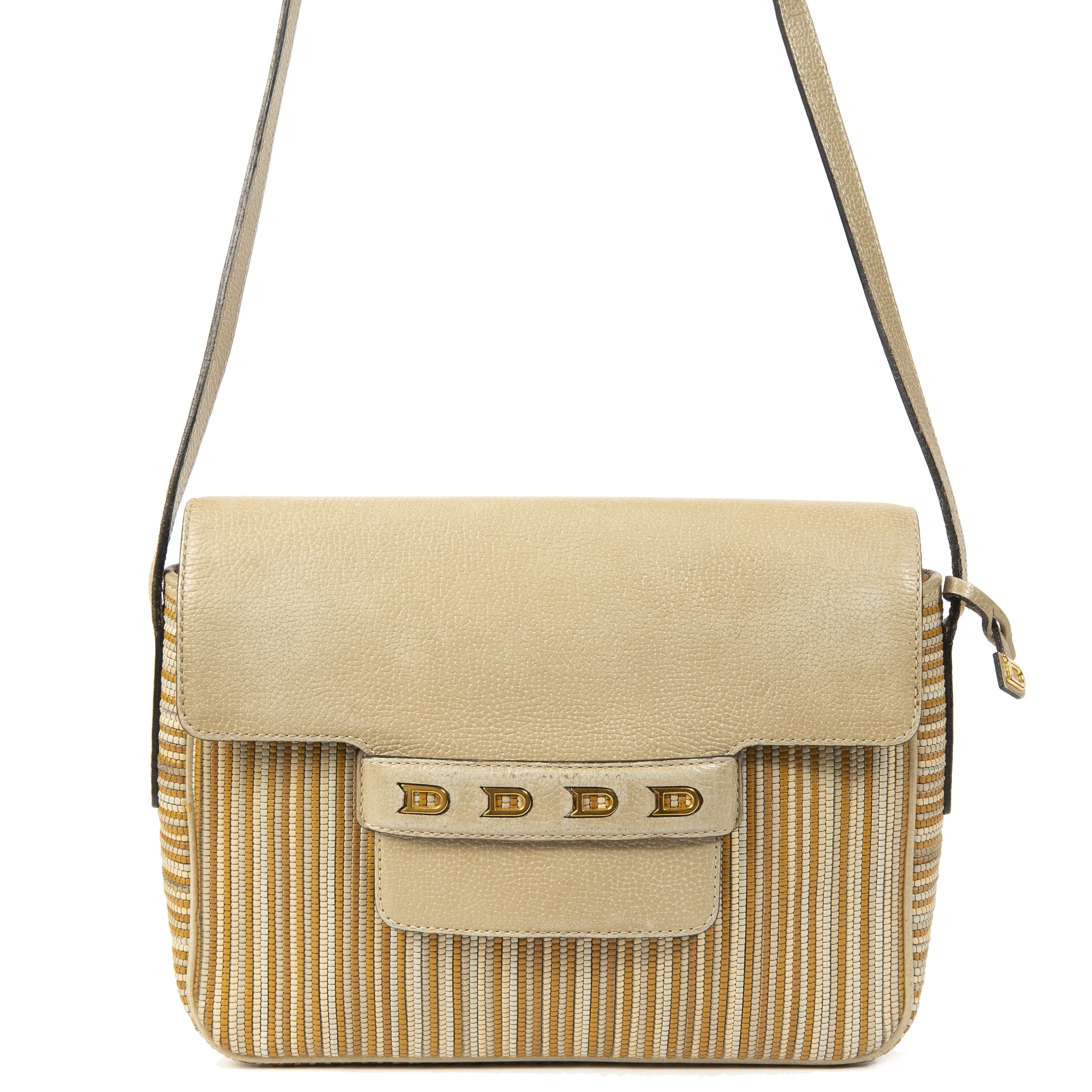 Delvaux Beige Toile de Cuir Crossbody Bag