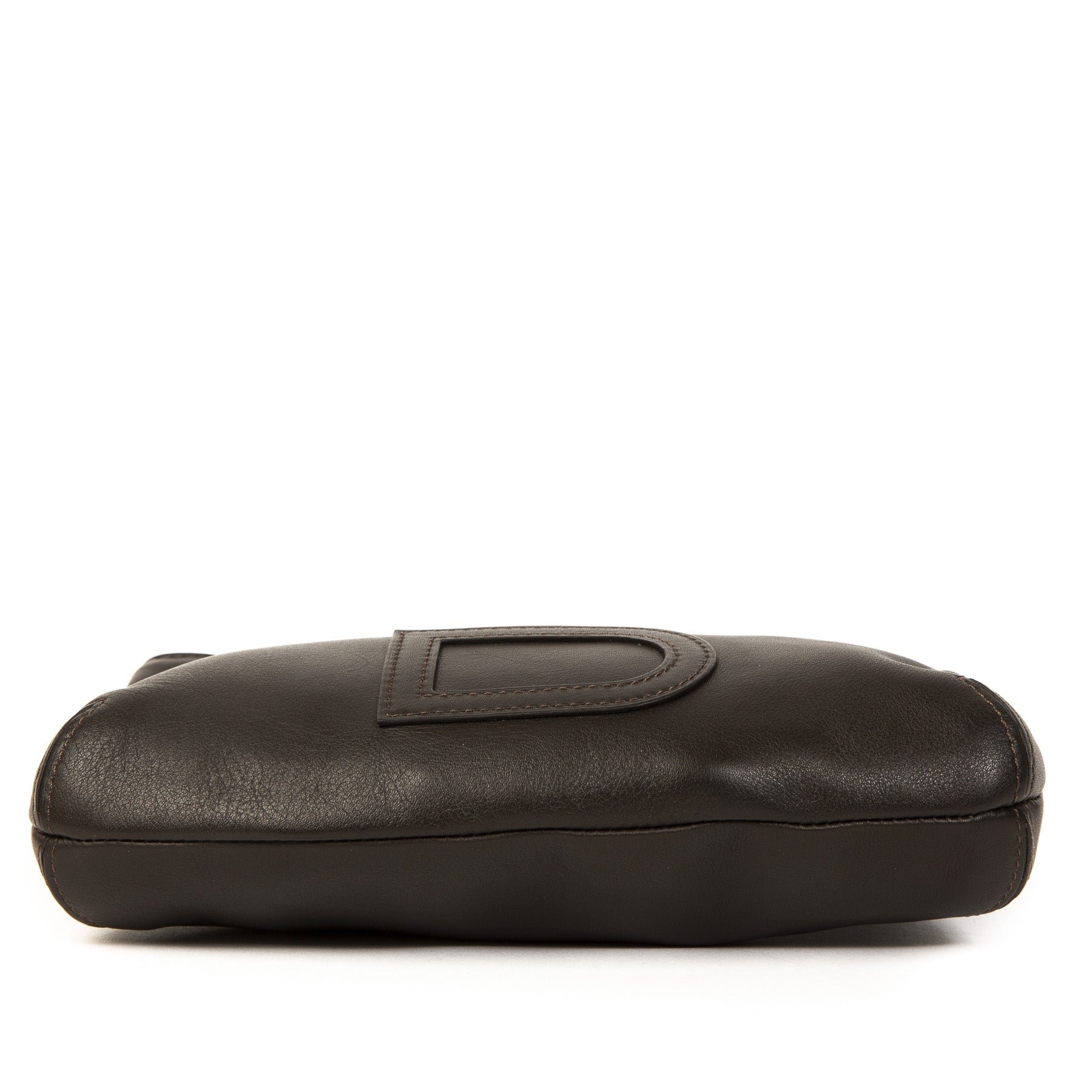 Authentieke Tweedehands Delvaux Dark Brown D Belt Bag juiste prijs veilig online shoppen luxe merken webshop mode fashion winkelen Antwerpen België