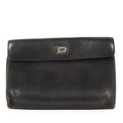 Authentieke tweedehands Delvaux Black Leather Wallet Silver D Logo juiste prijs veilig online winkelen LabelLOV webshop luxe merken winkelen Antwerpen België mode fashion